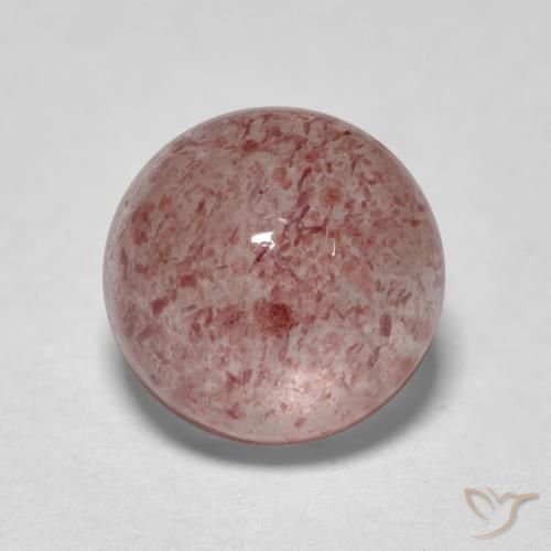 1.96ct طبيعي وردى ترابى كوارتز الفراولة, دائري, نصف شفاف