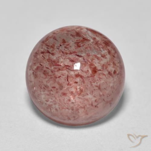 3.84ct طبيعي وردي فاتح كوارتز الفراولة, دائري, نصف شفاف