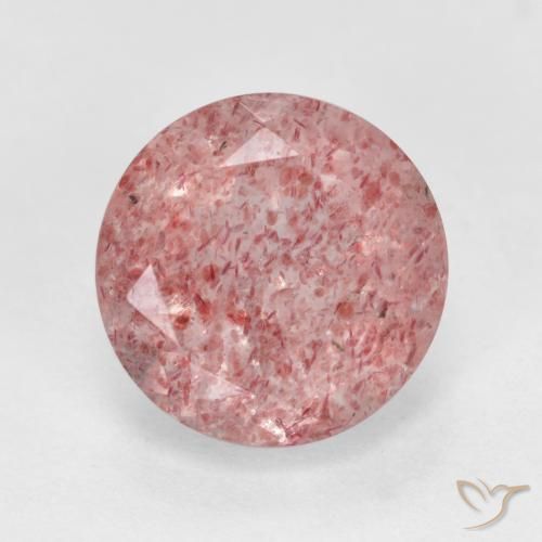 3.04ct طبيعي وردى ترابى كوارتز الفراولة, دائري, نصف شفاف