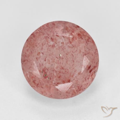 3.03ct طبيعي وردى زهرى فاتح كوارتز الفراولة, دائري, نصف شفاف
