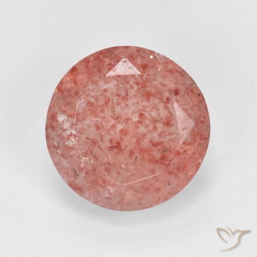 2.97ct طبيعي وردى متوسط كوارتز الفراولة, دائري, نصف شفاف