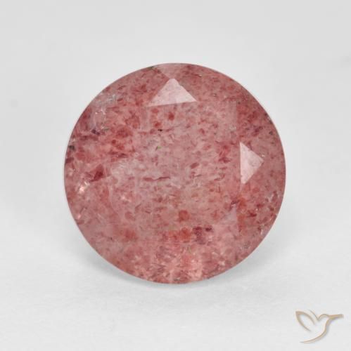 2.85ct طبيعي وردى متوسط كوارتز الفراولة, دائري, نصف شفاف