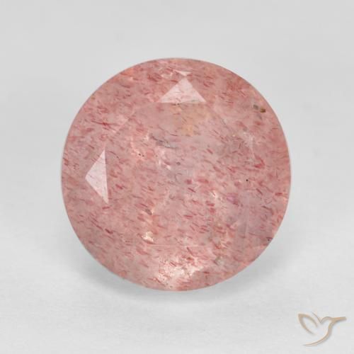 3.00ct طبيعي وردى ترابى كوارتز الفراولة, دائري, نصف شفاف