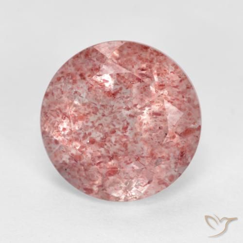 2.76ct طبيعي وردى فاتح-متوسط كوارتز الفراولة, دائري, نصف شفاف