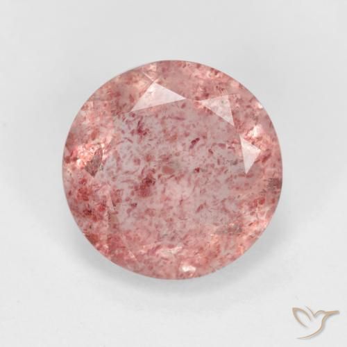 2.34ct طبيعي وردى زهرى فاتح كوارتز الفراولة, دائري, نصف شفاف