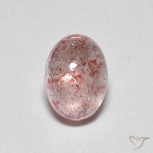 1.23ct طبيعي وردي فاتح كوارتز الفراولة, بيضوي, نصف شفاف