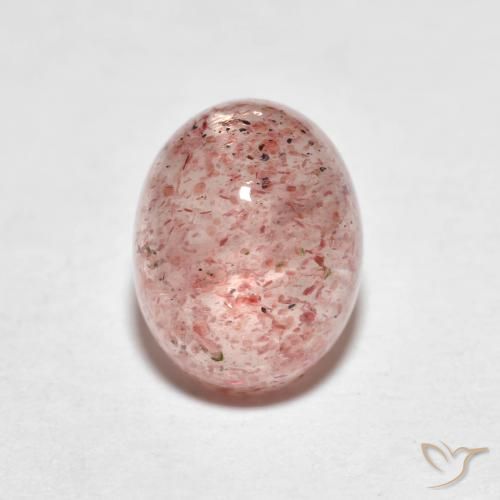 2.59ct طبيعي وردى ترابى كوارتز الفراولة, بيضوي, نصف شفاف