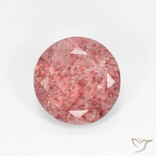1.22ct طبيعي وردى متوسط كوارتز الفراولة, دائري, شفاف