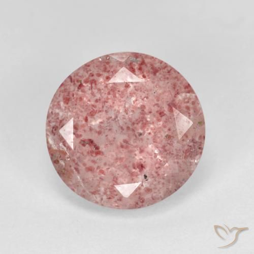 3.19ct طبيعي وردى فاقع فاتح كوارتز الفراولة, دائري, شفاف