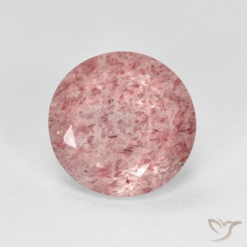 2.33ct طبيعي وردى فاقع فاتح كوارتز الفراولة, دائري, شفاف