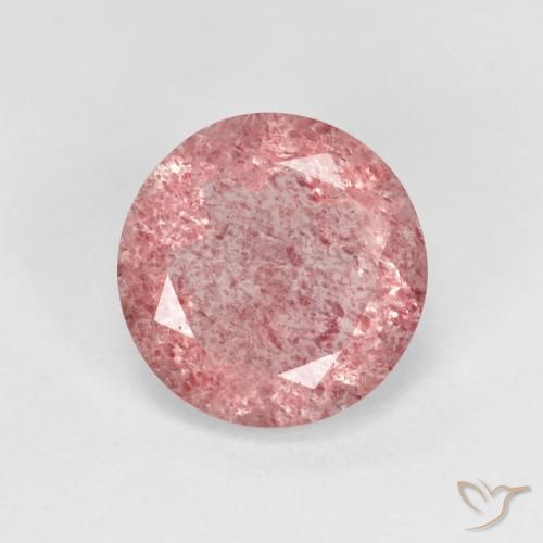 2.35ct طبيعي وردى فاقع فاتح كوارتز الفراولة, دائري, شفاف
