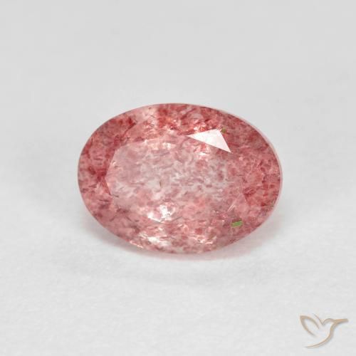 1.41ct طبيعي وردى العلكة كوارتز الفراولة, بيضوي, شفاف