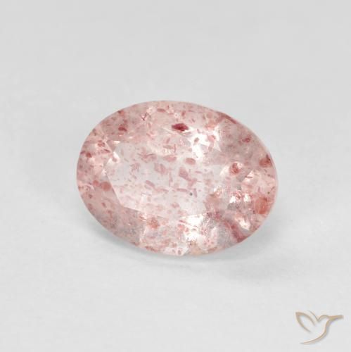 1.21ct طبيعي وردي فاتح كوارتز الفراولة, بيضوي, شفاف