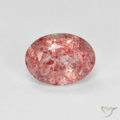 1.26ct طبيعي وردى توت العليق كوارتز الفراولة, بيضوي, شفاف