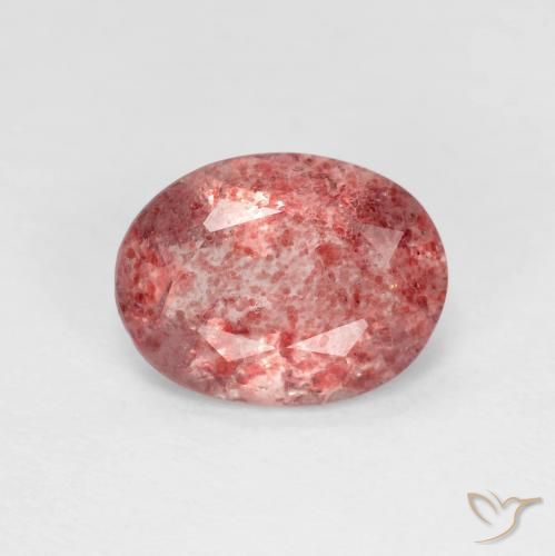 1.52ct طبيعي أحمر متوسط كوارتز الفراولة, بيضوي, شفاف