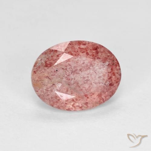 1.66ct طبيعي أحمر متوسط كوارتز الفراولة, بيضوي, شفاف