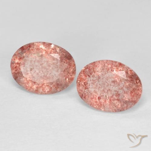3.17ctw طبيعي Medium Dark-Pink كوارتز الفراولة, بيضوي, شفاف