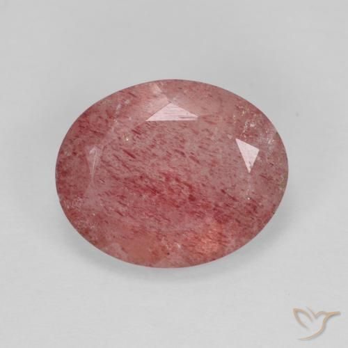3.78ct طبيعي أحمر لامع كوارتز الفراولة, بيضوي, نصف شفاف