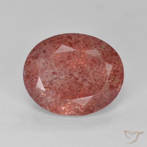 4.41ct طبيعي أحمر متوسط كوارتز الفراولة, بيضوي, نصف شفاف