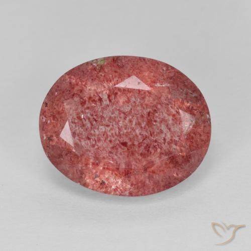 4.37ct طبيعي أحمر متوسط كوارتز الفراولة, بيضوي, نصف شفاف