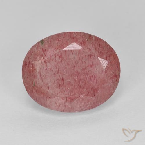 4.44ct طبيعي أحمر متوسط كوارتز الفراولة, بيضوي, نصف شفاف
