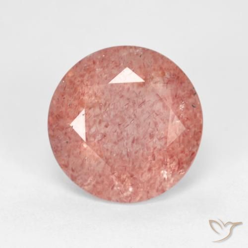 3.45ct طبيعي برتقالى محمر باهت كوارتز الفراولة, دائري, شفاف