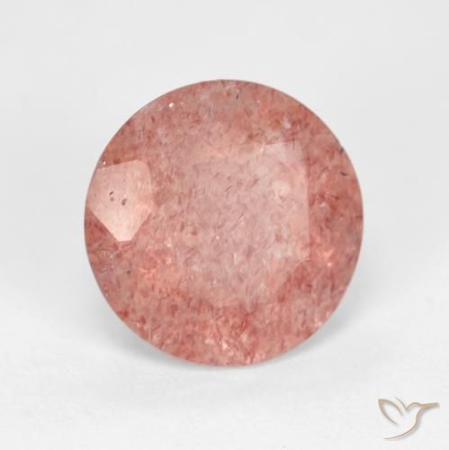 كوارتز الفراولة برتقالى محمر باهت طبيعي، قصة دائرى، 3.45 قيراط، شفاف
