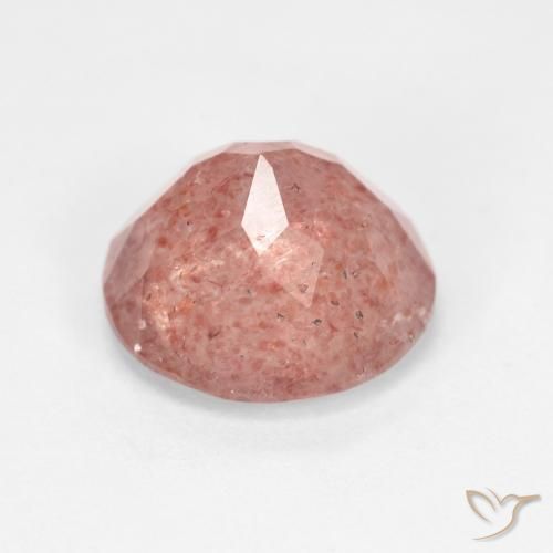 كوارتز الفراولة برتقالى محمر باهت طبيعي، قصة دائرى، 3.45 قيراط، شفاف