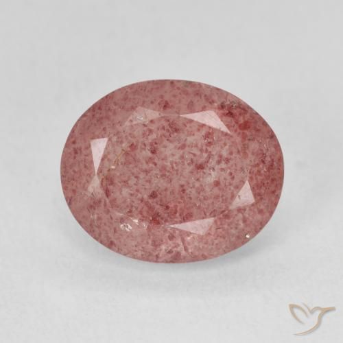 4.56ct طبيعي Medium Light-Pink كوارتز الفراولة, بيضوي, نصف شفاف