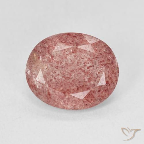 4.13ct طبيعي وردى زهرى فاتح كوارتز الفراولة, بيضوي, نصف شفاف