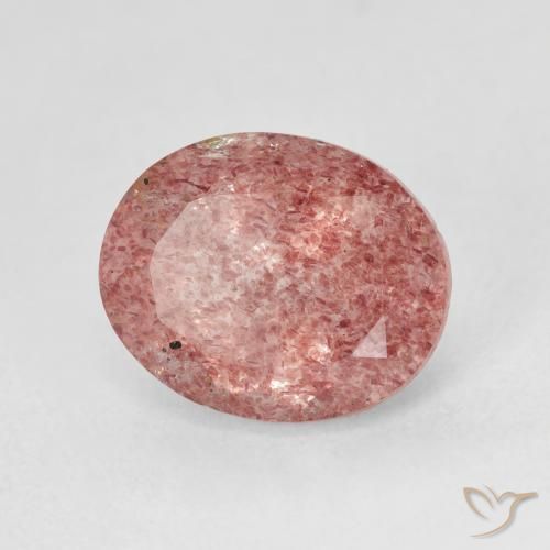 كوارتز الفراولة Medium Light-Pink طبيعي، بيضوي، 4.75 قيراط، نصف شفاف