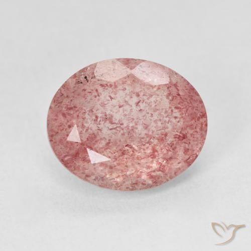 4.41ct طبيعي Medium Light-Pink كوارتز الفراولة, بيضوي, نصف شفاف