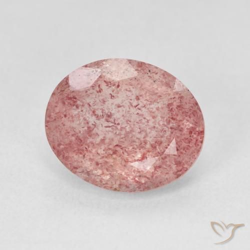 كوارتز الفراولة Medium Light-Pink طبيعي، بيضوي، 4.41 قيراط، نصف شفاف