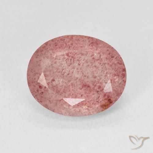 4.44ct طبيعي Medium Light-Pink كوارتز الفراولة, بيضوي, نصف شفاف