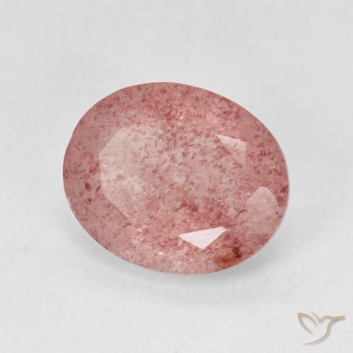 كوارتز الفراولة Medium Light-Pink طبيعي، بيضوي، 4.44 قيراط، نصف شفاف