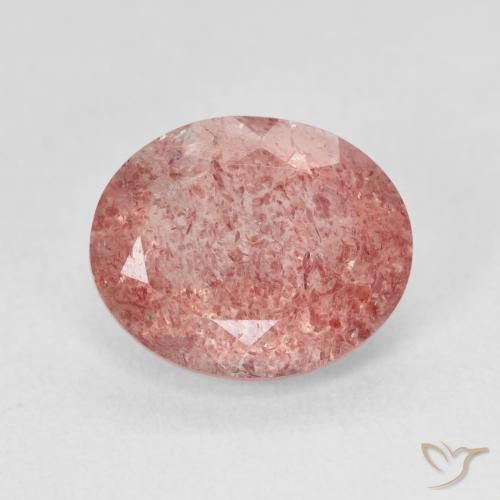 4.32ct طبيعي Medium Light-Pink كوارتز الفراولة, بيضوي, نصف شفاف