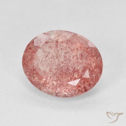 كوارتز الفراولة Medium Light-Pink طبيعي، بيضوي، 4.32 قيراط، نصف شفاف