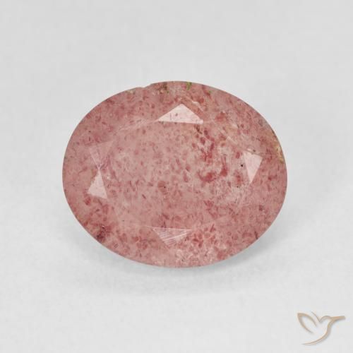 4.06ct طبيعي وردى زهرى فاتح كوارتز الفراولة, بيضوي, نصف شفاف