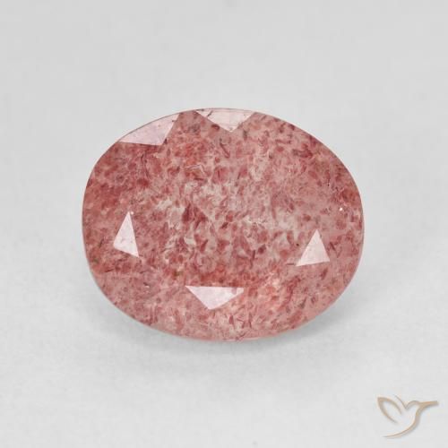 4.59ct طبيعي Medium Light-Pink كوارتز الفراولة, بيضوي, نصف شفاف