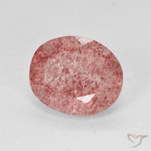 كوارتز الفراولة Medium Light-Pink طبيعي، بيضوي، 4.59 قيراط، نصف شفاف