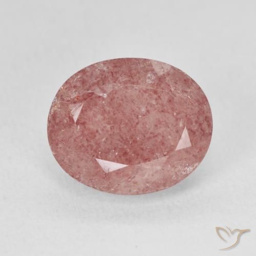 5.11ct طبيعي Medium Light-Pink كوارتز الفراولة, بيضوي, نصف شفاف