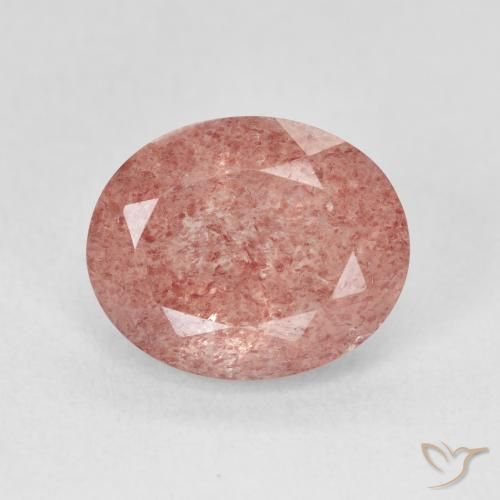 4.58ct طبيعي وردى زهرى فاتح كوارتز الفراولة, بيضوي, نصف شفاف