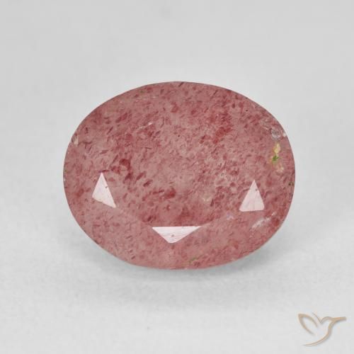 5.20ct طبيعي وردى زهرى فاتح كوارتز الفراولة, بيضوي, نصف شفاف