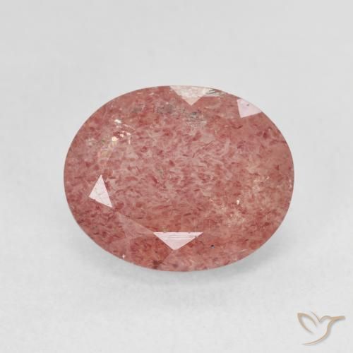 4.50ct طبيعي وردى توت العليق كوارتز الفراولة, بيضوي, نصف شفاف
