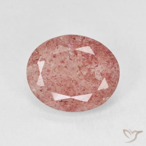 3.74ct طبيعي وردى متوسط كوارتز الفراولة, بيضوي, نصف شفاف