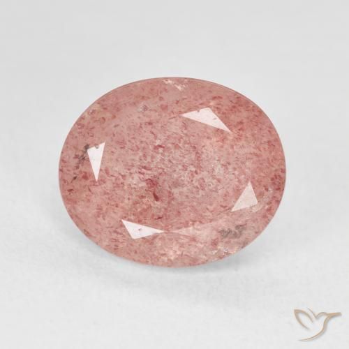 4.81ct طبيعي Medium Light-Pink كوارتز الفراولة, بيضوي, نصف شفاف