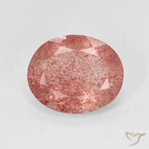 3.99ct طبيعي وردى توت العليق كوارتز الفراولة, بيضوي, نصف شفاف
