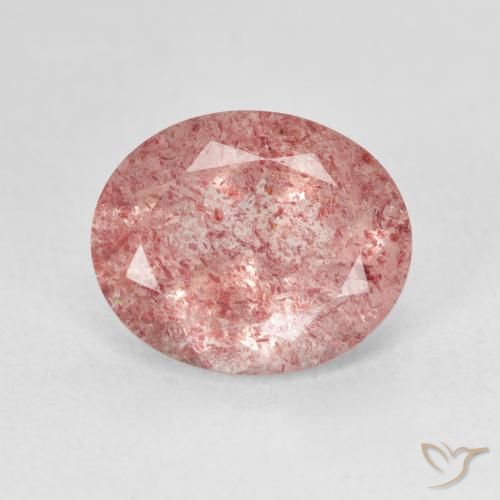 4.27ct طبيعي Medium Light-Pink كوارتز الفراولة, بيضوي, نصف شفاف