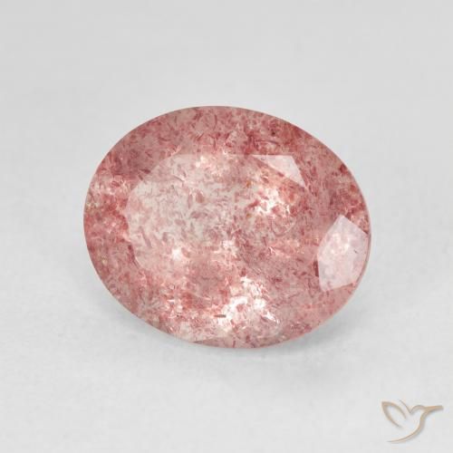 كوارتز الفراولة Medium Light-Pink طبيعي، بيضوي، 4.27 قيراط، نصف شفاف