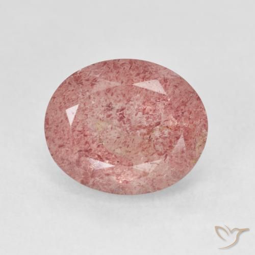 4.90ct طبيعي وردى زهرى فاتح كوارتز الفراولة, بيضوي, نصف شفاف
